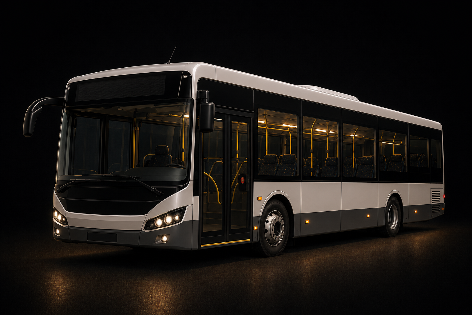 Witte stadsbus bij nacht, referentie aan OV-bus ervaring